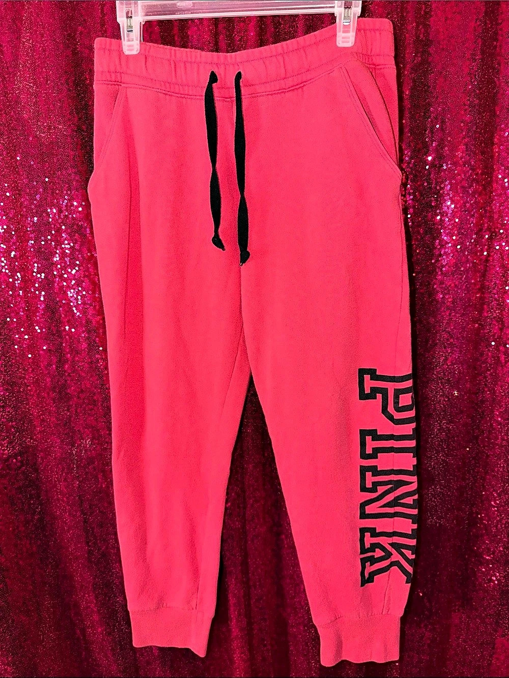 PINK Logo Joggers Size Large Like New